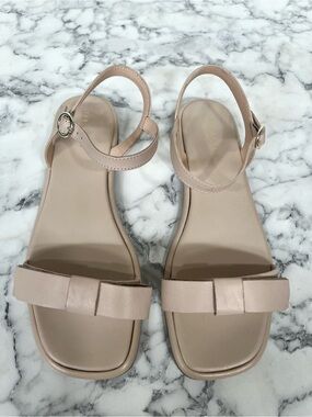 Ted Baker Yaleapp Sandals In Nude Tan Leather Bow Tie Summer Flats 39